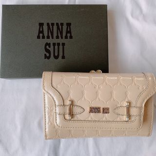 未使用　ANNA SUI  アナスイ　長財布　バタフライチャーム　ピンクベージュ