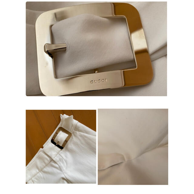 Gucci - 美品!グッチ GUCCI ロゴ入りバックル付き ホワイト