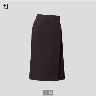 ユニクロ(UNIQLO)のユニクロ　ジルサンダー　＋J   リネン　ラップスカート　黒(ひざ丈スカート)