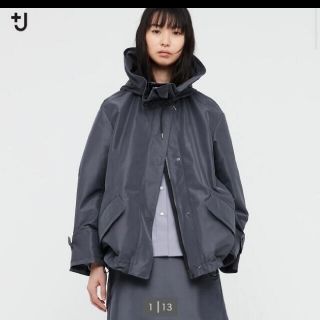 M ＋J シルクブレンドオーバーサイズパーカ DARK GRAY レディース