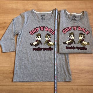 ディズニー(Disney)のチップ&デール七分袖Tシャツ1枚/Ｌ/グレー(Tシャツ(長袖/七分))