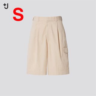 ユニクロ(UNIQLO)の＋J ワイドフィットカーゴハーフパンツ S ナチュラル(ワークパンツ/カーゴパンツ)