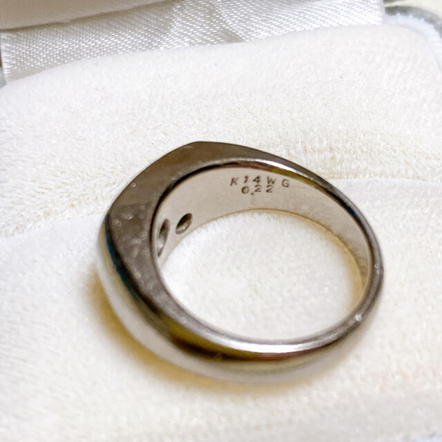 K14 WG 13g ダイヤ0.22c ガーネット　リング　13号 レディースのアクセサリー(リング(指輪))の商品写真