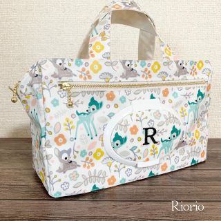 新入荷　イニシャル刺繍入り★バンビ柄おむつポーチ(外出用品)