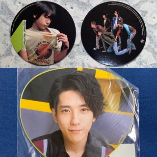 ジャニーズ(Johnny's)の嵐コースター(2枚)と二宮和也ミニうちわ(アイドルグッズ)