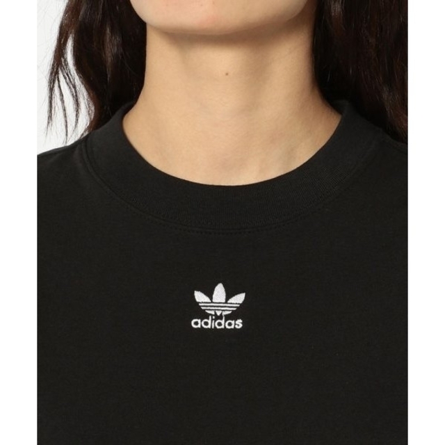 adidas(アディダス)のアディダスオリジナルス 半袖 ワンピース トレフォイル Tシャツ ブラック 黒 レディースのワンピース(ひざ丈ワンピース)の商品写真