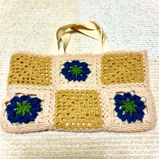 ハンドメイド　手編み手提げカバン(バッグ/レッスンバッグ)