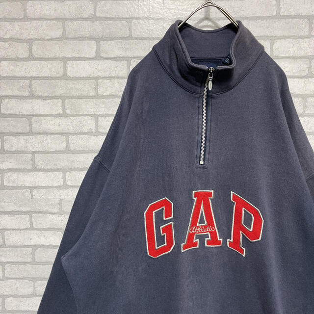 OLDGAP ハーフジップ スウェット グレー 刺繍ロゴ