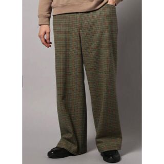 サンシー(SUNSEA)のURU 19aw WOOL CHECK WIDE PANTS (スラックス)