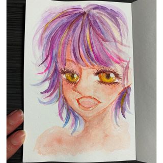 創作イラスト　オリジナルイラスト　女の子　パープル(アート/写真)