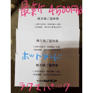 ホットランド 株主優待 4500円分(フード/ドリンク券)