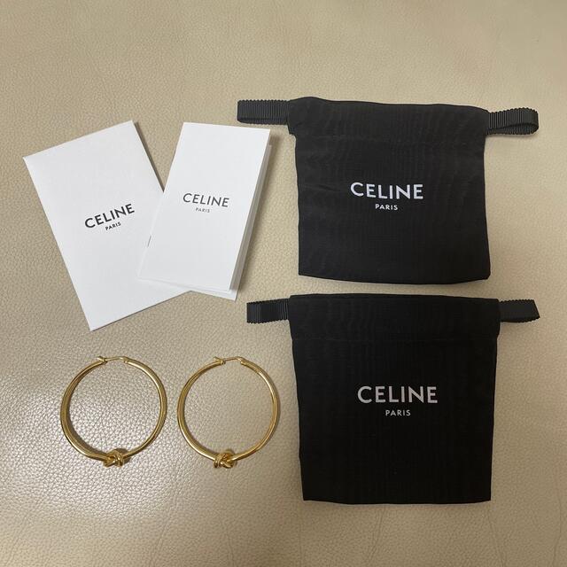 CELINE ノットラージフープ ピアス ゴールド