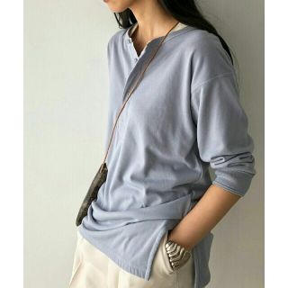 トゥデイフル(TODAYFUL)の【美品】TODAYFUL ヴィンテージヘンリーネックTシャツ カットソー ロンＴ(Tシャツ/カットソー(七分/長袖))