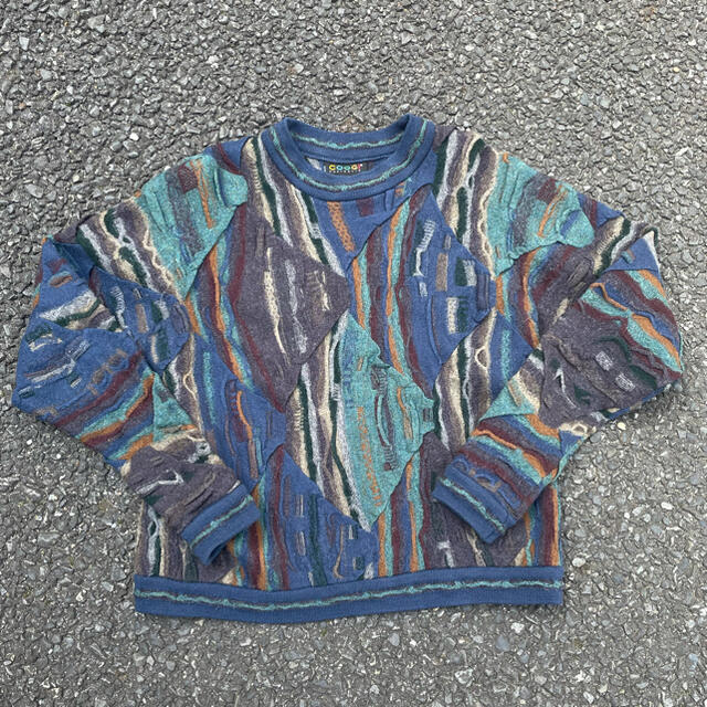 メンズ90s coogi クージー 3Dニット ウールニット Sサイズ