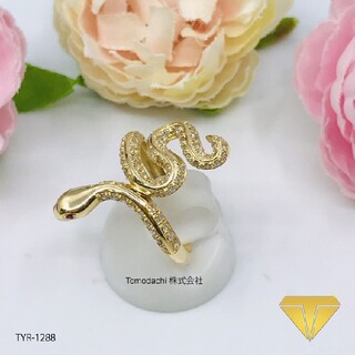 K18YG Snake with Diamond & Ruby リング(リング(指輪))