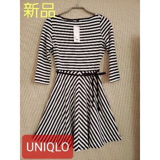 ユニクロ(UNIQLO)のタイムセール‼️新品☆UNIQLO　フレアワンピース(タグ付)(ひざ丈ワンピース)