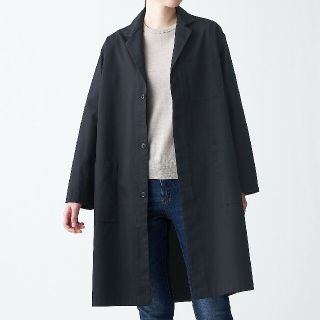 ムジルシリョウヒン(MUJI (無印良品))の●新品● 無印良品 インド綿デニムコート 男女兼用／Ｌ～XL／黒 (ステンカラーコート)