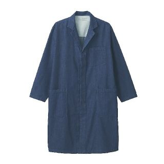 ムジルシリョウヒン(MUJI (無印良品))の■新品■ 無印良品インド綿デニムコート男女兼用／Ｓ～Ｍ／インディゴブルー (ステンカラーコート)