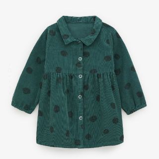 ザラキッズ(ZARA KIDS)の新品 未使用 ZARAbaby ドット柄 グリーン チュニック 80 (ワンピース)