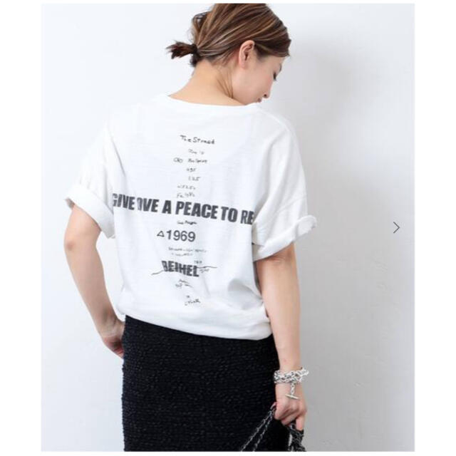 Deuxieme Classe LOVE A PEACE バックプリントTシャツトップス