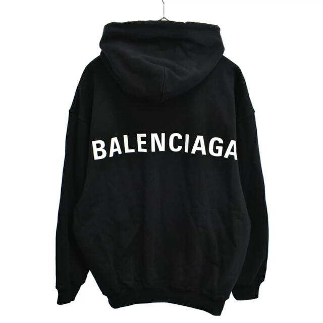 【BALENCIAGA】2019AW バックロゴ　プルオーバーパーカー ブラック