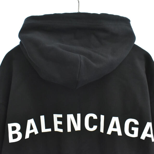 【BALENCIAGA】2019AW バックロゴ　プルオーバーパーカー ブラック