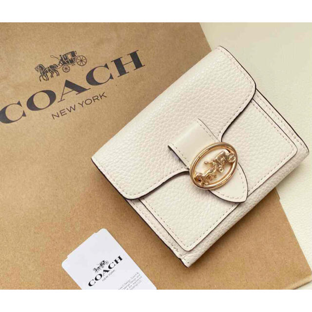 COACH - コーチ新作♡ジョージー ミニ折財布ホワイトキャンバスの通販 ...