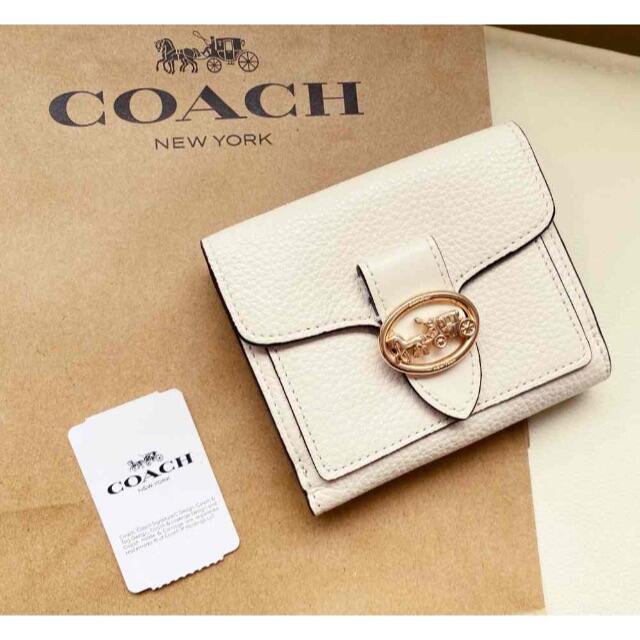 COACH - コーチ新作♡ジョージー ミニ折財布ホワイトキャンバスの通販 ...