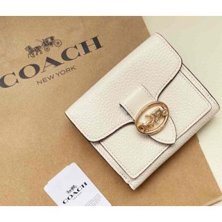 コーチ(COACH)のコーチ新作♡ジョージー ミニ折財布ホワイトキャンバス(財布)