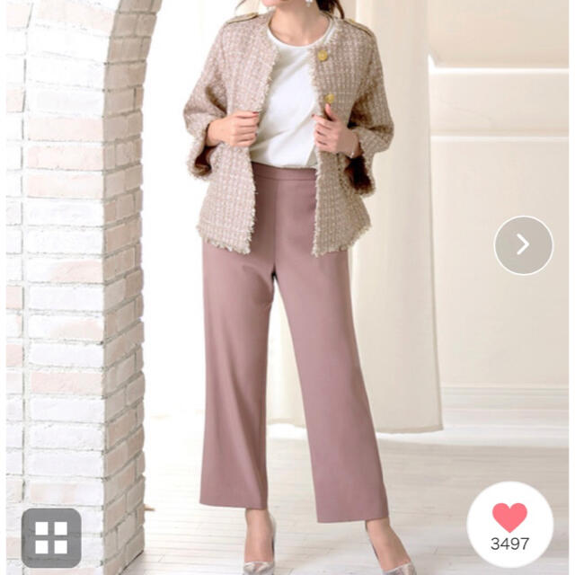 GIRL(ガール)のGIRL ノーカラーツイードジャケット・ブラウス・パンツのセットアップ レディースのフォーマル/ドレス(スーツ)の商品写真