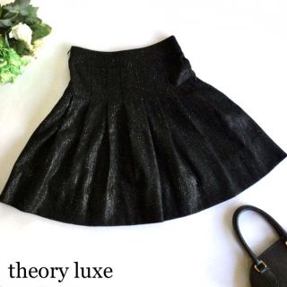 セオリーリュクス(Theory luxe)のセオリー リュクス ツイードタックスカート 黒 ブラック 入学式 フォーマル (ひざ丈スカート)