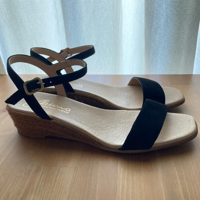 gaimo(ガイモ)の美品　gaimo ストラップサンダル　黒　レディース　エスパドリーユ　ウェッジ レディースの靴/シューズ(サンダル)の商品写真