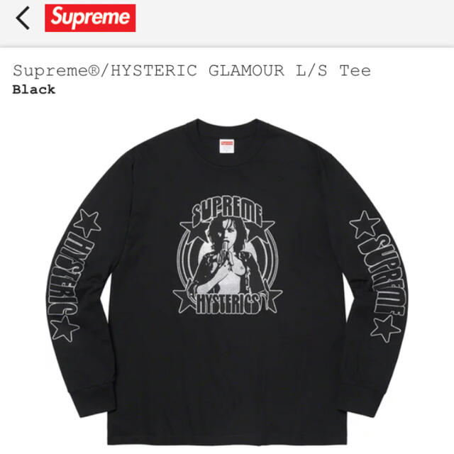 BLACKサイズ新品 送料無料 Supreme L/S Tee 黒 ヒステリック グラマー S