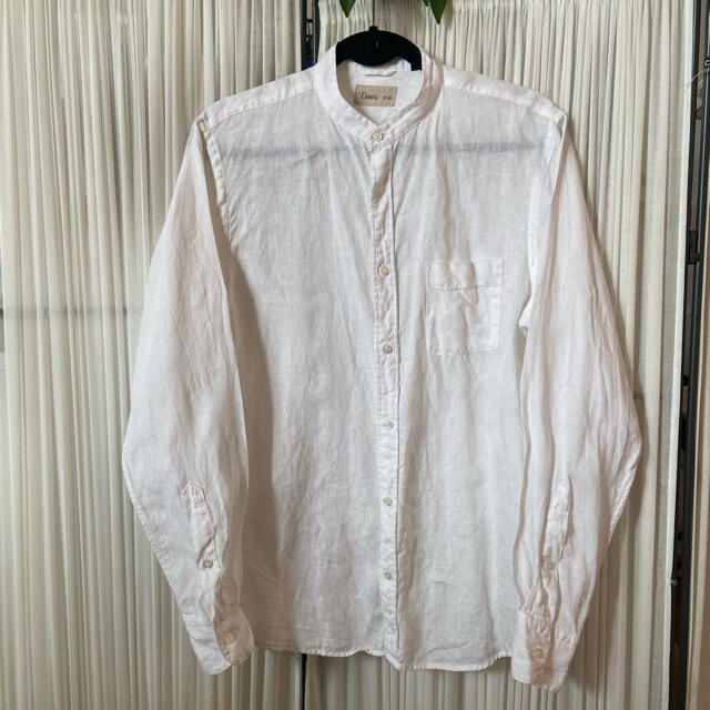 THE SUIT COMPANY(スーツカンパニー)の美品☆リネンシャツ　ホワイト　Ｌ メンズのトップス(シャツ)の商品写真