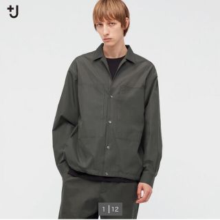 ユニクロ(UNIQLO)のスーピマコットンオーバーサイズシャツブルゾン（長袖） OLIVE Lサイズ(シャツ)