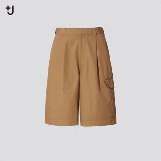 ジルサンダー(Jil Sander)のユニクロ +J メンズ ワイドフィットハーフカーゴパンツ M 茶 uniqlo(ショートパンツ)