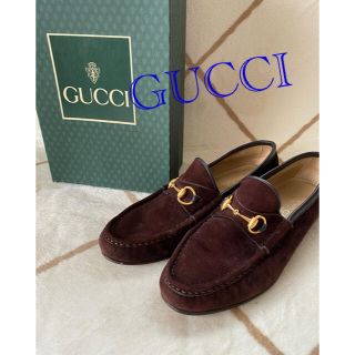 グッチ(Gucci)の美品GUCCIビットローファー★スウェードブラウンゴールドビット★23.5cm(ローファー/革靴)