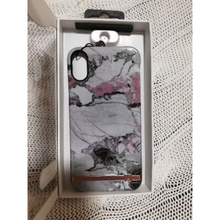 iPhone X　ケース　Marble Print Design　グレー／ピンク(iPhoneケース)