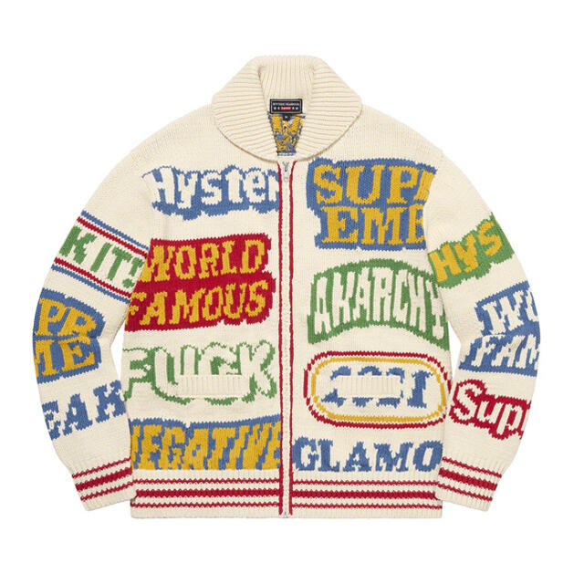 Supreme(シュプリーム)のLogos Zip Up Sweater  Lサイズ メンズのトップス(ニット/セーター)の商品写真