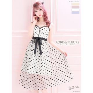 ローブ(ROBE)の【完売アイテム】ワンピース ドット リボン パーティー キャバ ドレス (ナイトドレス)