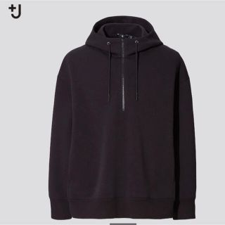 ユニクロ(UNIQLO)のUNIQLO ＋Jドライスウェットハーフジップパーカー ユニクロ ブラック XL(パーカー)