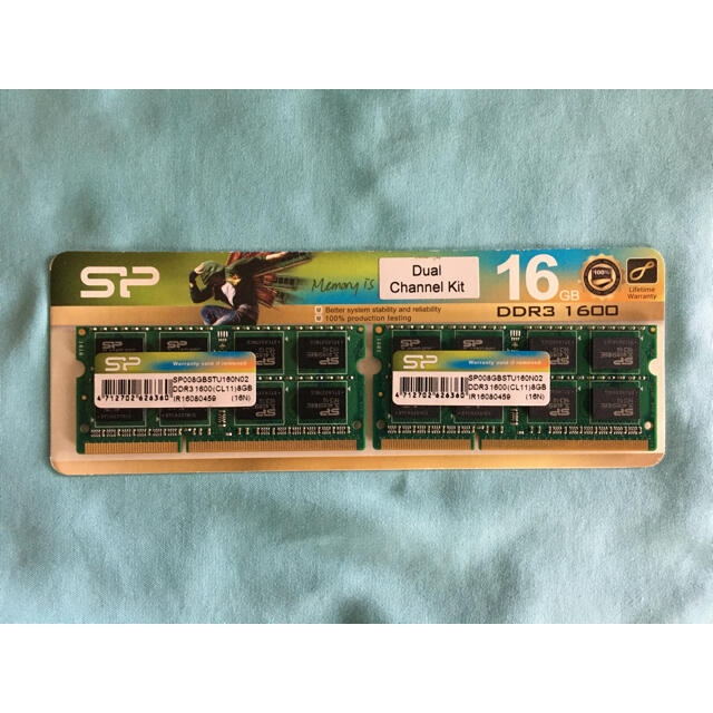 シリコンパワー　ノートPC用メモリ　DDR3  16GB