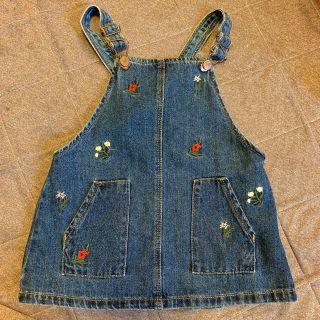 ザラ(ZARA)のZARA デニム 花柄 ジャンパースカート(ワンピース)