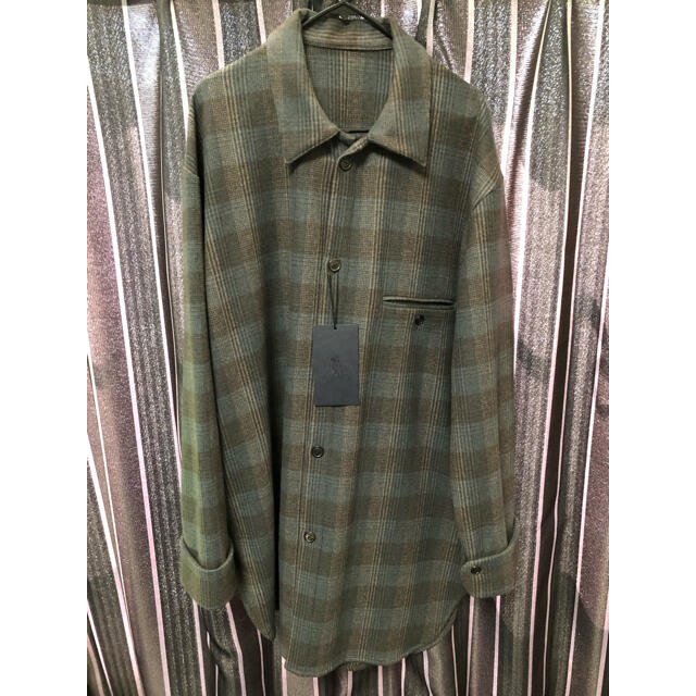 ウル URU 19aw WOOL CHECK OVER SHIRTS Gray 2