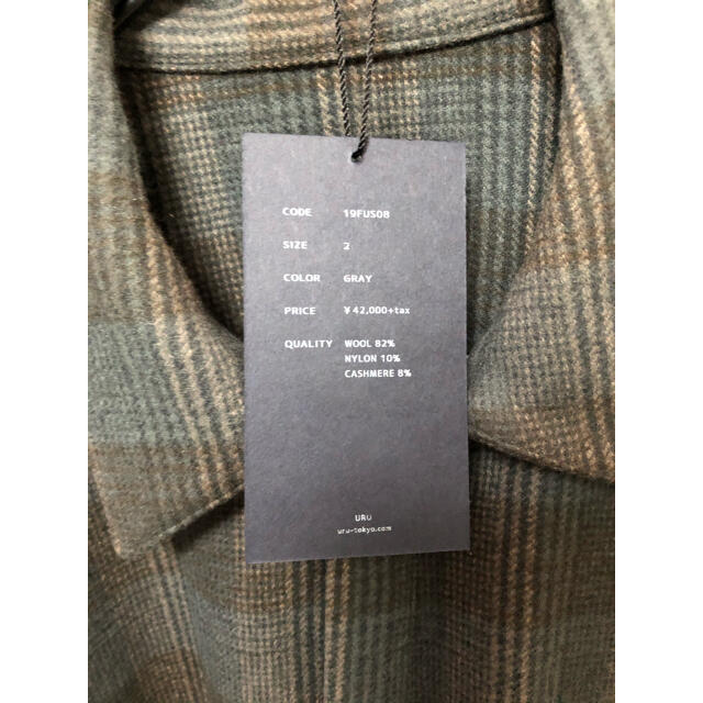 ウル URU 19aw WOOL CHECK OVER SHIRTS Gray 3