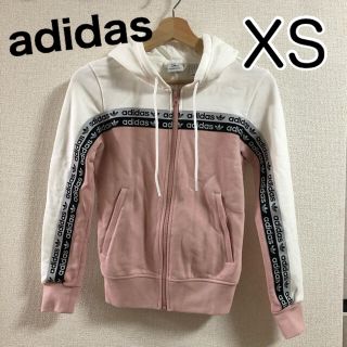 アディダス(adidas)のadidas アディダス パーカー ジップ XS レディース ピンク ホワイト(パーカー)