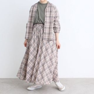 ドットアンドストライプスチャイルドウーマン(Dot&Stripes CHILDWOMAN)のＣ/Ｌ/ラミーチェックはおり開襟シャツ(シャツ/ブラウス(長袖/七分))