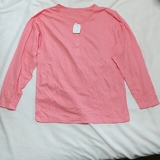 UネックTシャツ 長袖L 新品(Tシャツ/カットソー(半袖/袖なし))