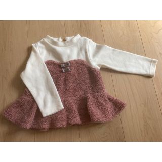 プティマイン(petit main)のpetit main ボア リボン トップス(Tシャツ/カットソー)