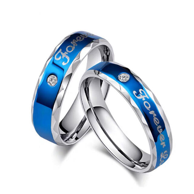 ブルーペア ステンレスリング ピンキーリング アレルギーフリー 指輪 レディースのアクセサリー(リング(指輪))の商品写真